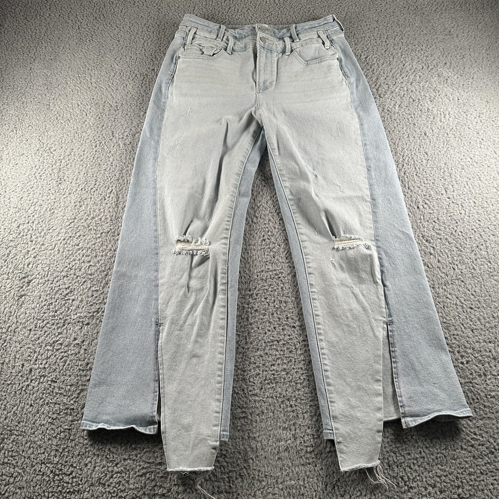Driftwood Cece Wide Leg Jeans Womens‎ 29x27 Blue High Rise Slit Raw Hem